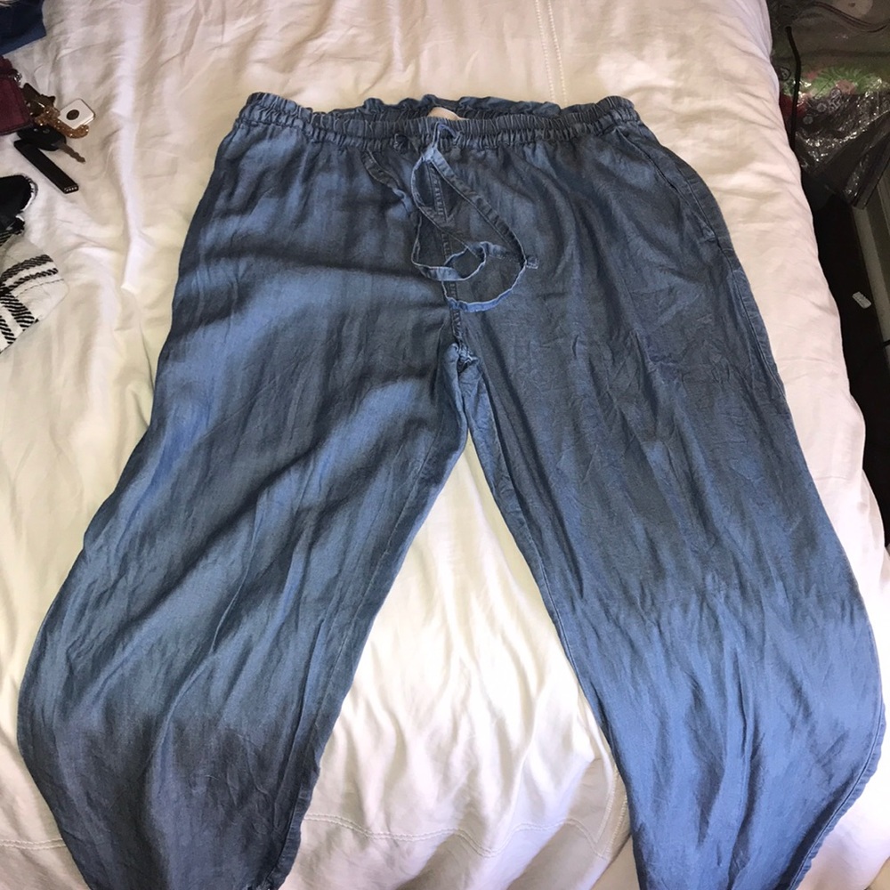 Michael Kors linen/chambray flowy drawstring pants